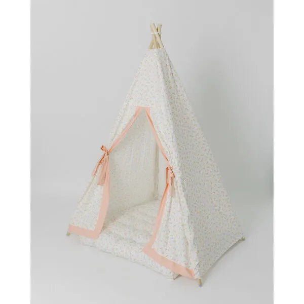 E&E Sadie Play Tent, White Ditsy/Blush