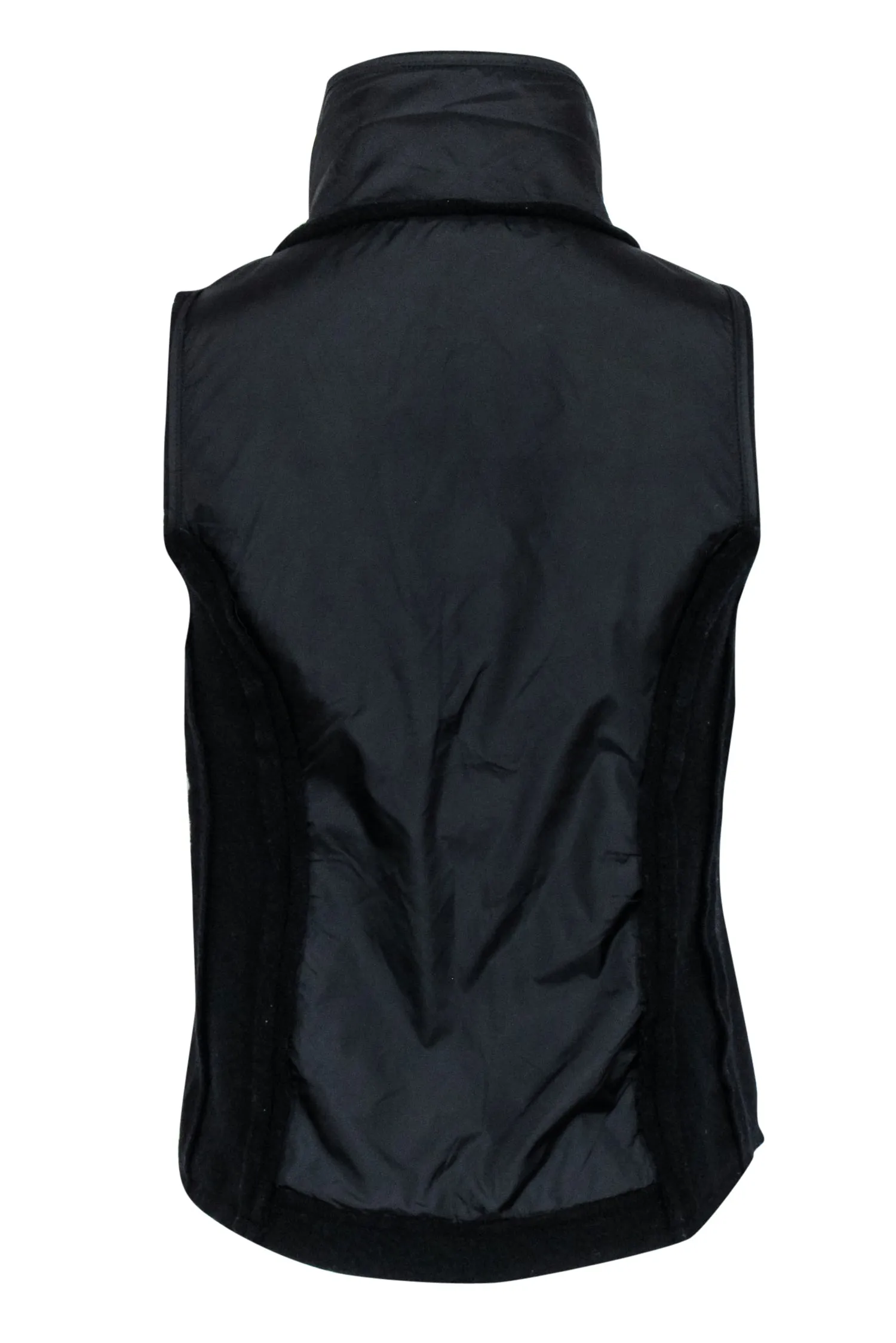 Eileen Fisher - Black Wool & Nylon Vest w/ Stand Collar Sz XXS