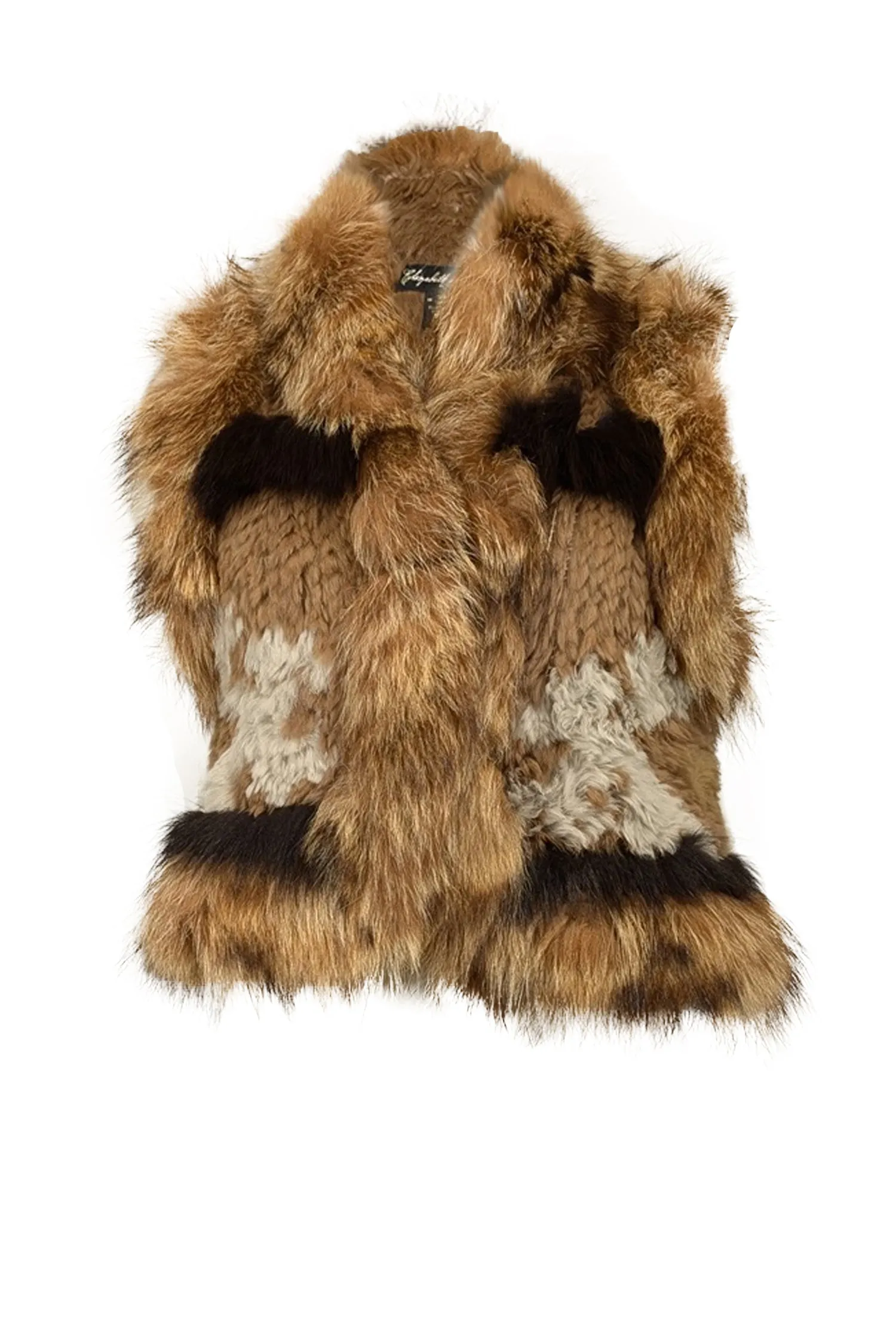 Elizabeth & James - Brown & Grey Fur Vest Sz XS/S