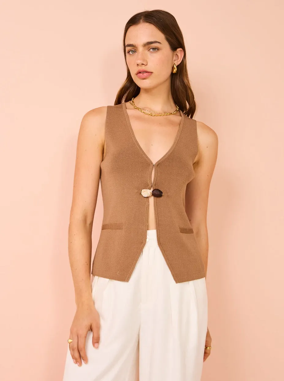 Elka Collective Louie Knit Vest in Camel