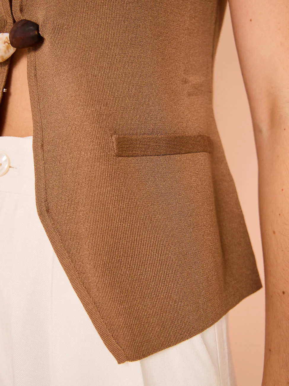 Elka Collective Louie Knit Vest in Camel