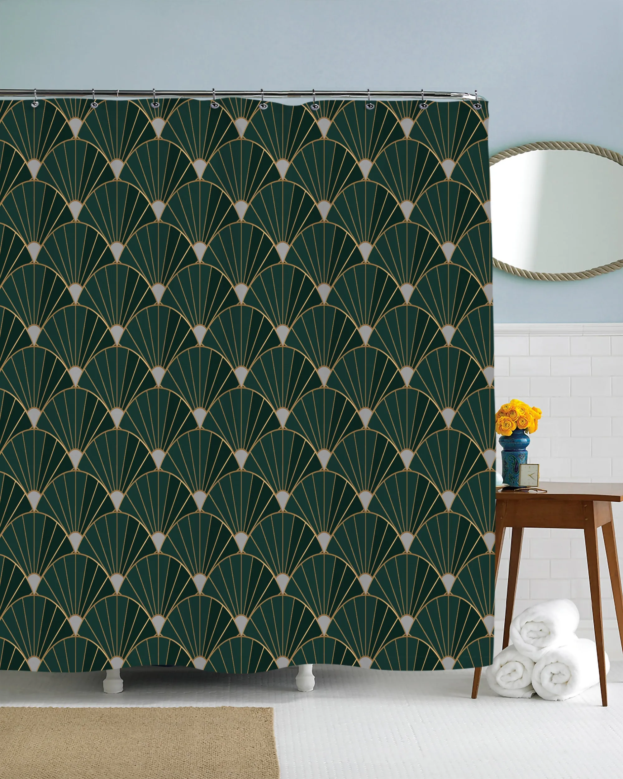 Emerald Fans Shower Curtain