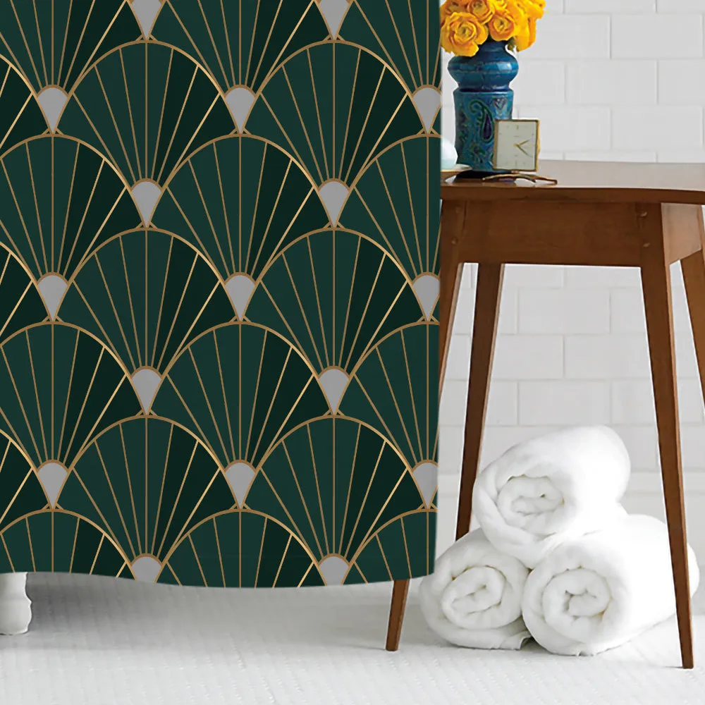 Emerald Fans Shower Curtain