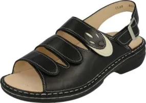 Finn Comfort Womens Saloniki Sandals - Schwarz/ Jasmin