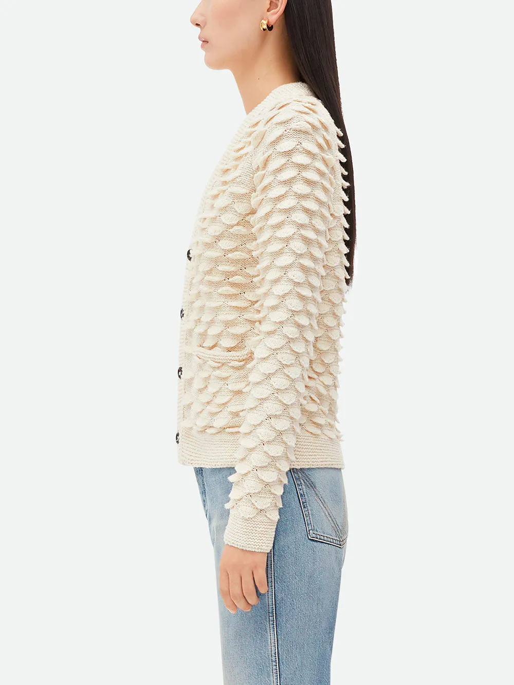 Fish scale wool cardigan