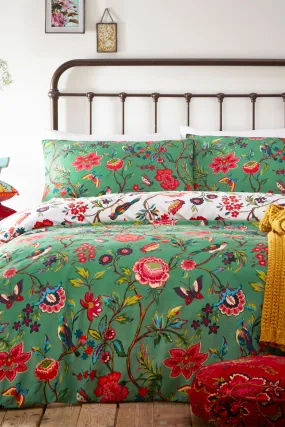 furn. Verdi Green Tropical Floral Reversible Duvet Cover and Pillowcase Set