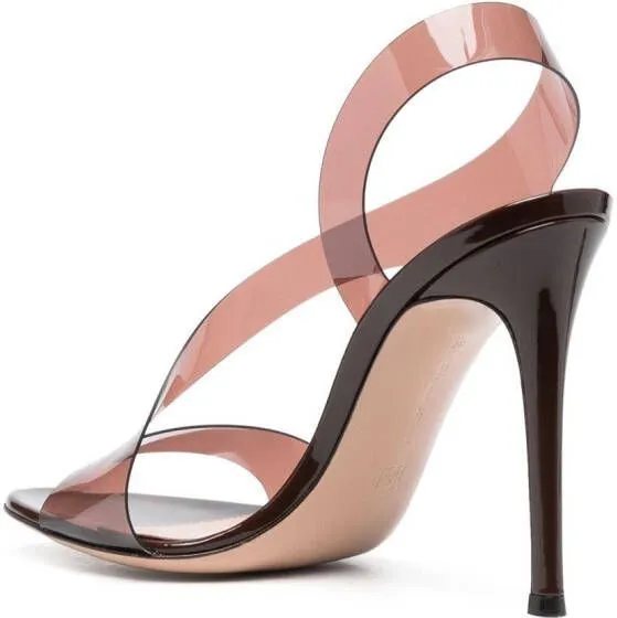 Gianvito Rossi Metropolis 105mm transparent sandals Brown