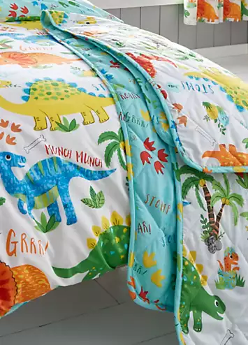 Happy Linen Co. Dinky Dino Quilted Reversible Blanket | Kaleidoscope