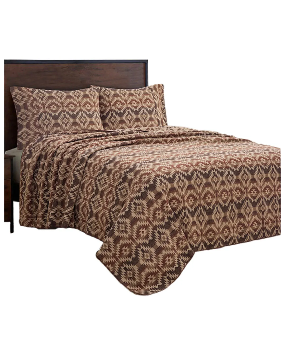 HiEnd Accents 3pc Mesa Wool Blend Blanket Set - King