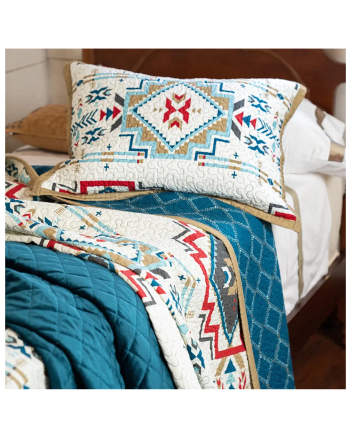 HiEnd Accents Teal Spirit Valley 2-Piece Twin Quilt Set