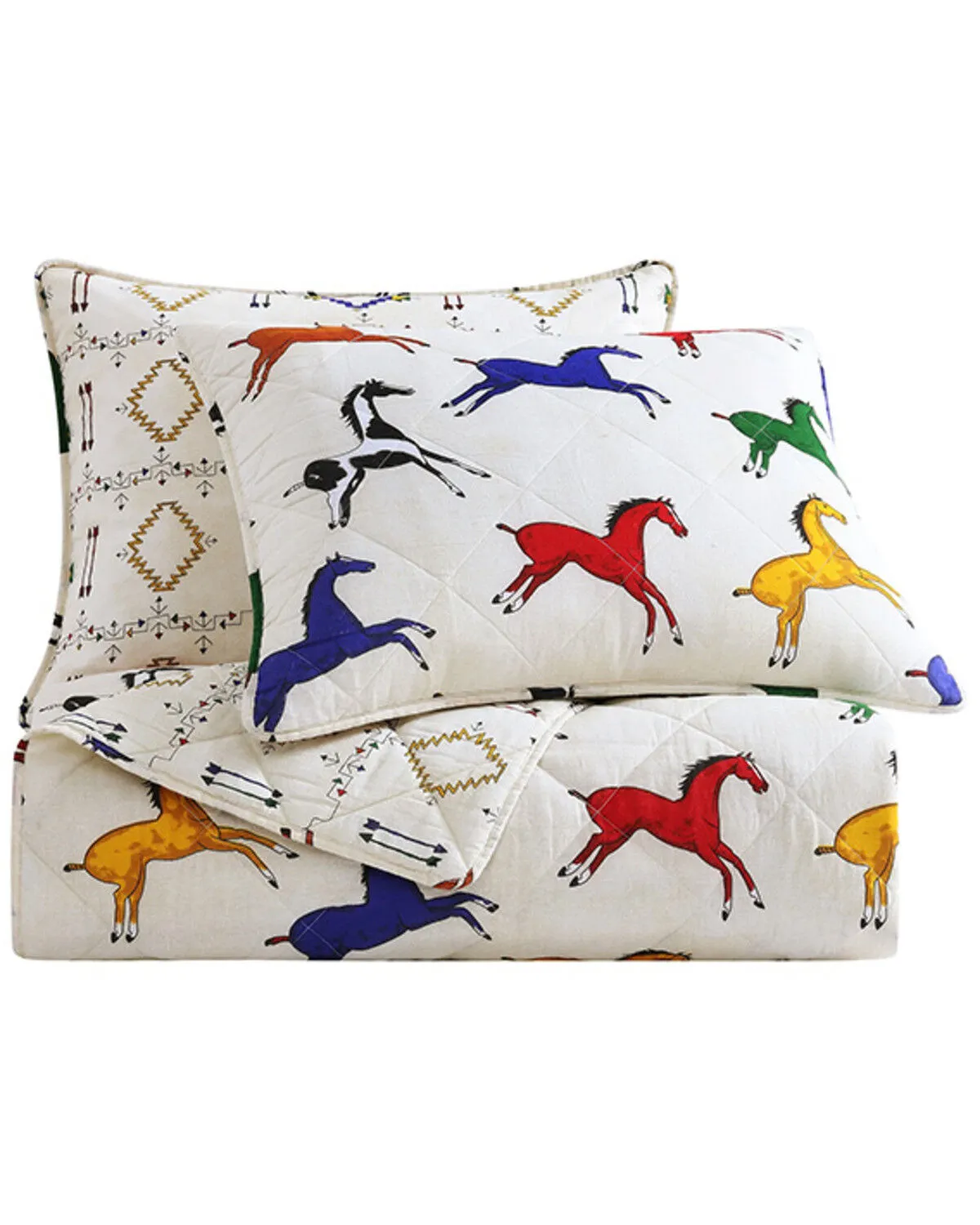 HiEnd Accents Wild Horses Reversible 2 Piece Quilt Set - Twin Size