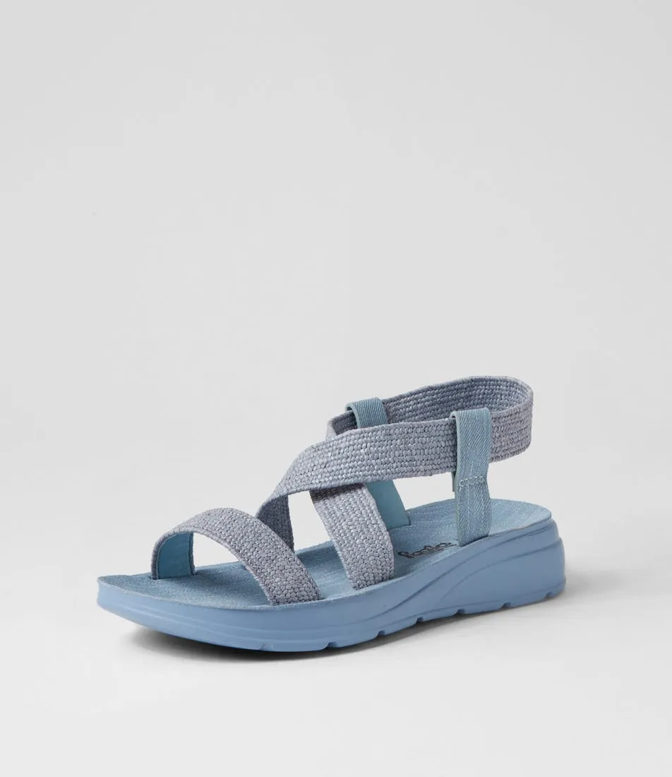 I LOVE BILLY Dirk Denim Synthetic Raffia Sandals