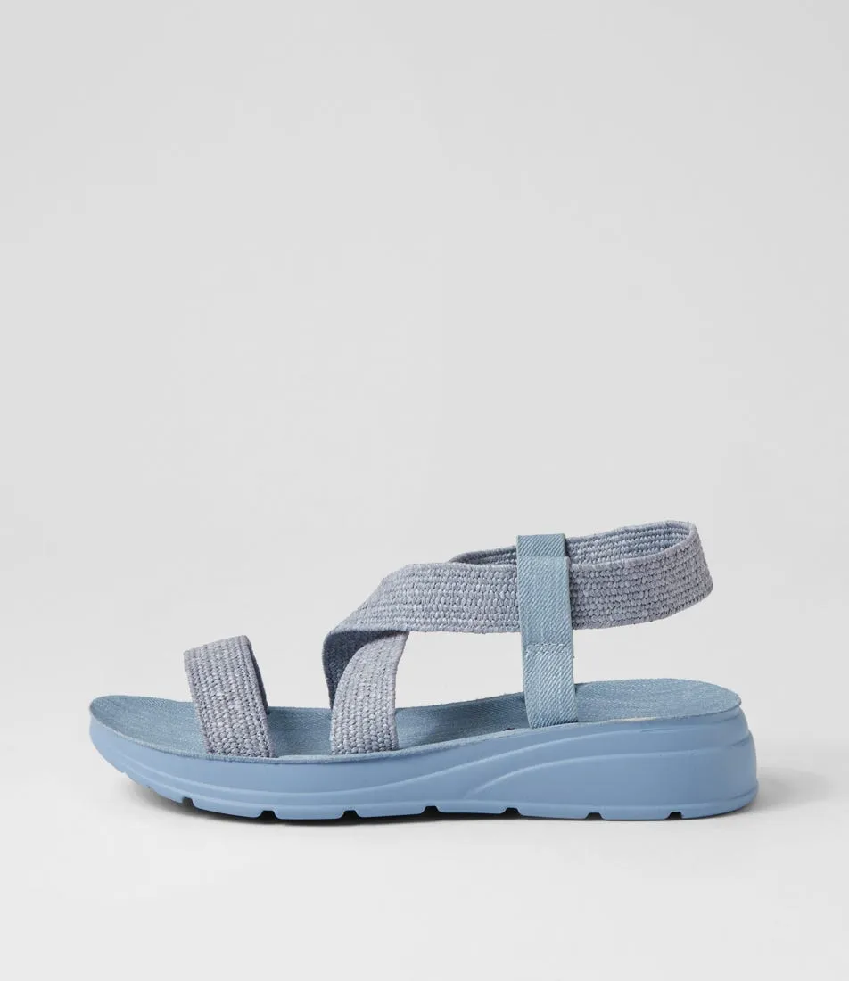 I LOVE BILLY Dirk Denim Synthetic Raffia Sandals