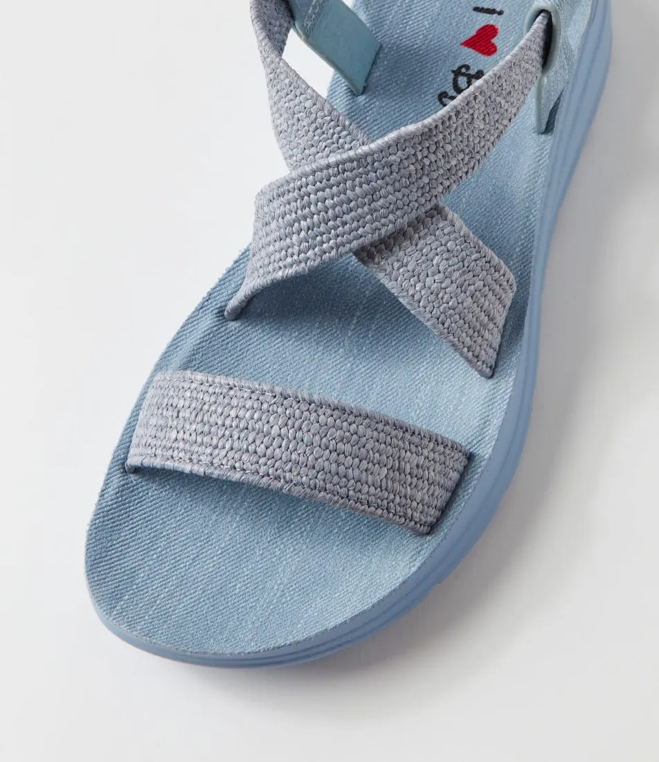 I LOVE BILLY Dirk Denim Synthetic Raffia Sandals