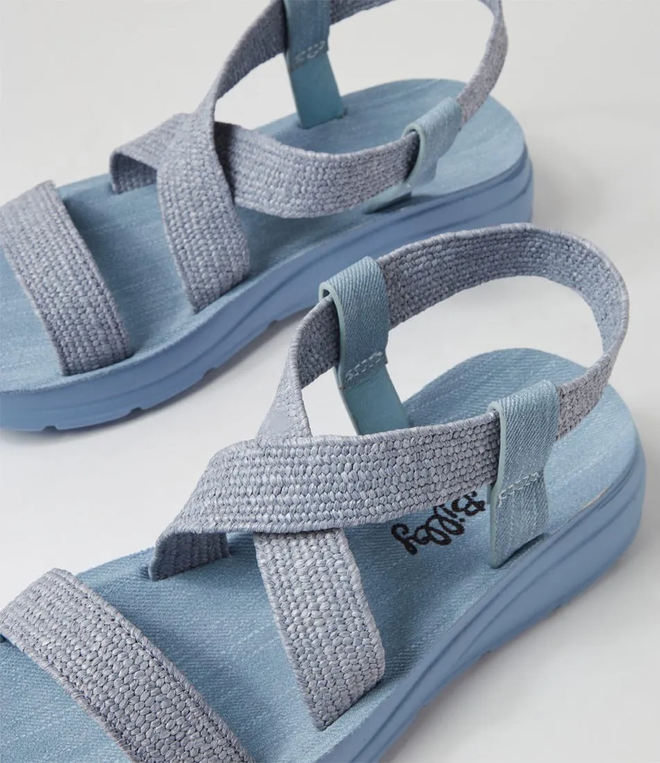 I LOVE BILLY Dirk Denim Synthetic Raffia Sandals