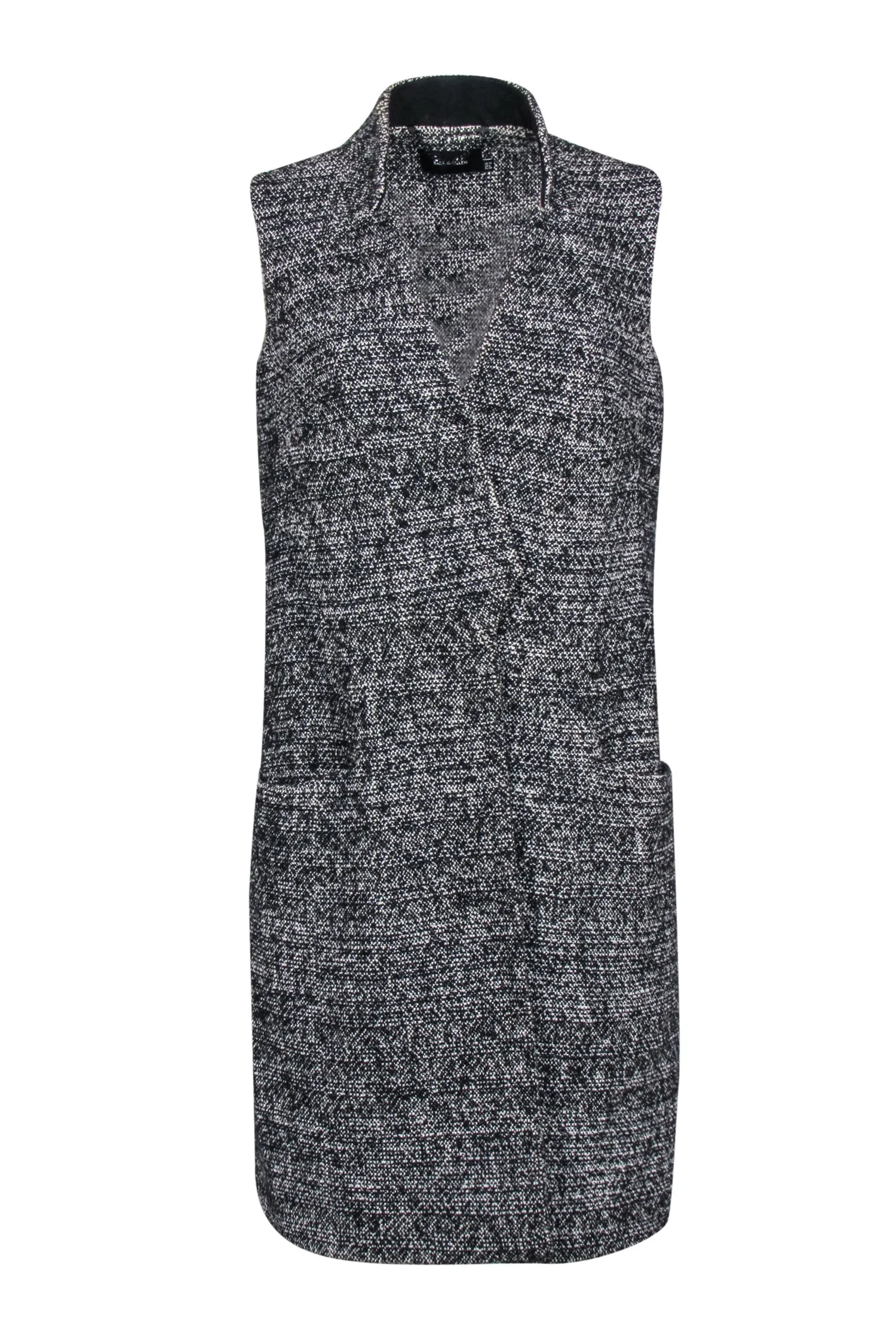 Karen Millen - Black & White Tweed Longline Vest Sz 6