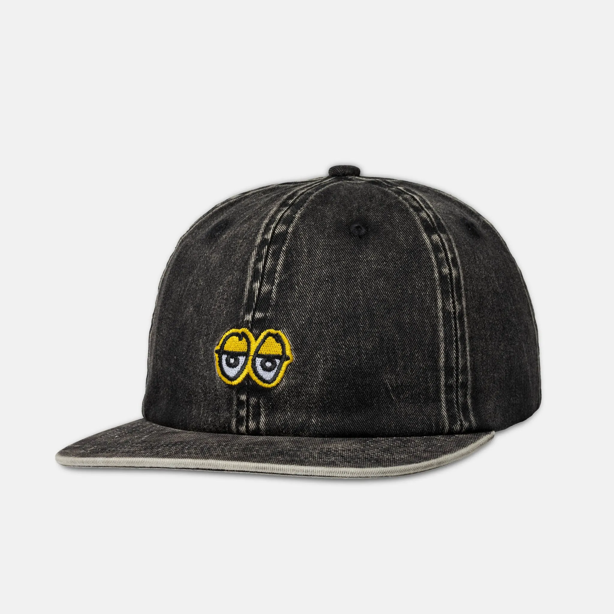 Krooked Skateboards - Eyes Strapback Cap - Black Wash / Gold