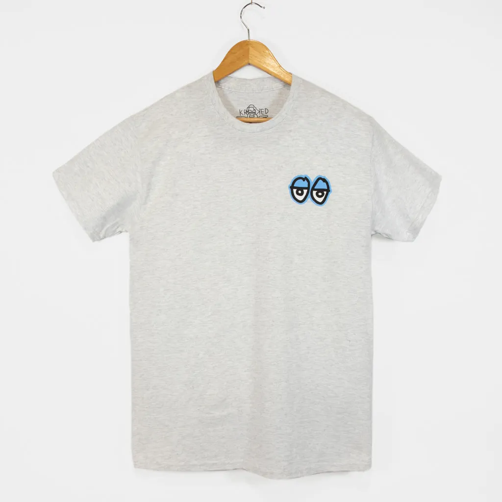 Krooked Skateboards - Strait Eyes T-Shirt - Ash Grey / Light Blue