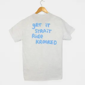 Krooked Skateboards - Strait Eyes T-Shirt - Ash Grey / Light Blue