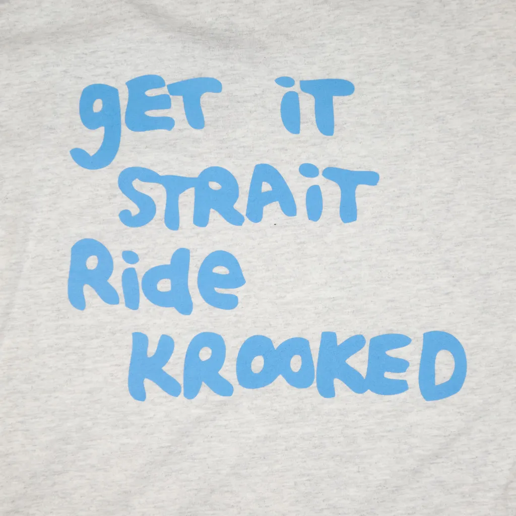 Krooked Skateboards - Strait Eyes T-Shirt - Ash Grey / Light Blue