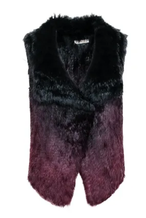 La Fiorentina - Black & Red Ombre Rabbit Fur Vest One Size