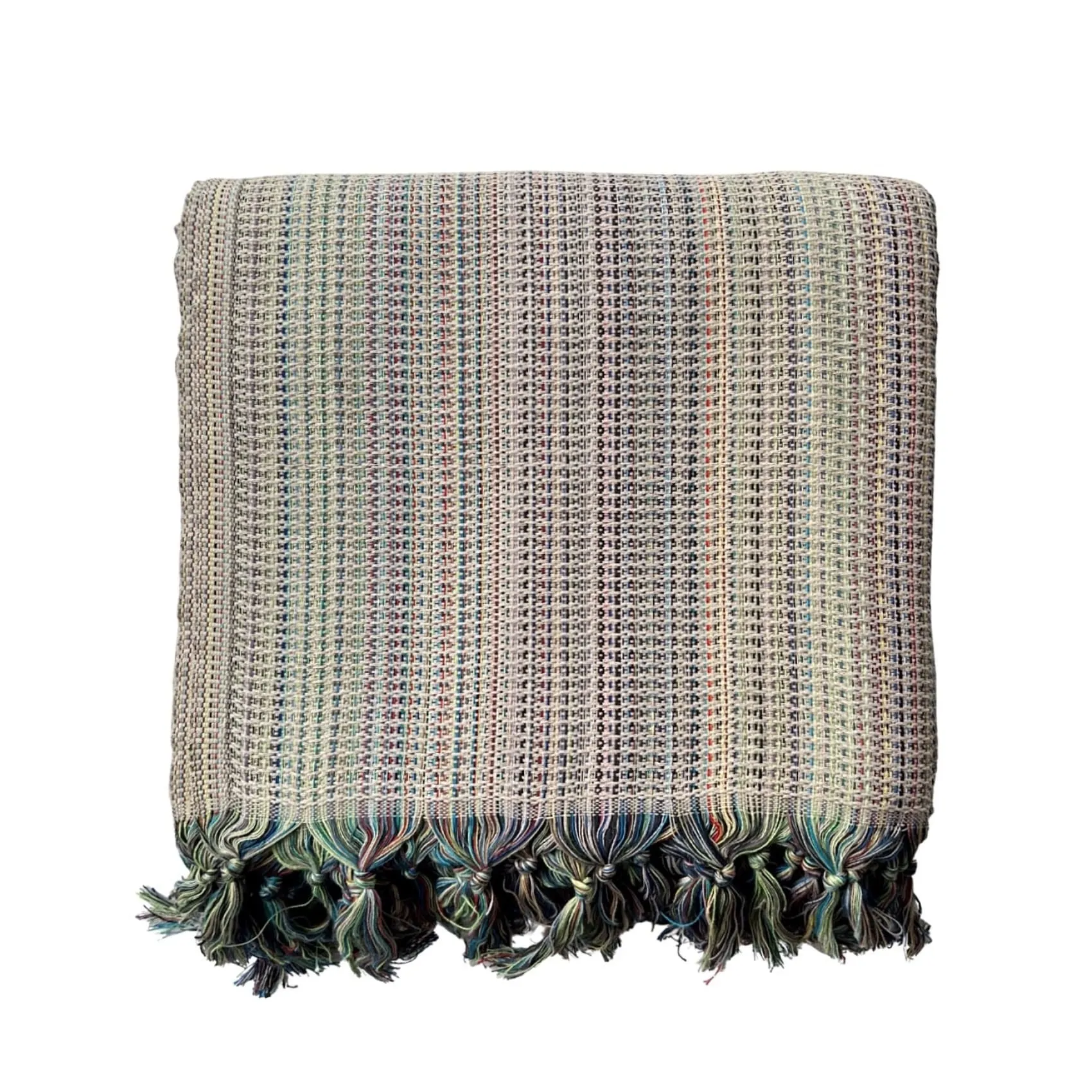 Lale - Hand Loomed Cotton Blanket - Blues