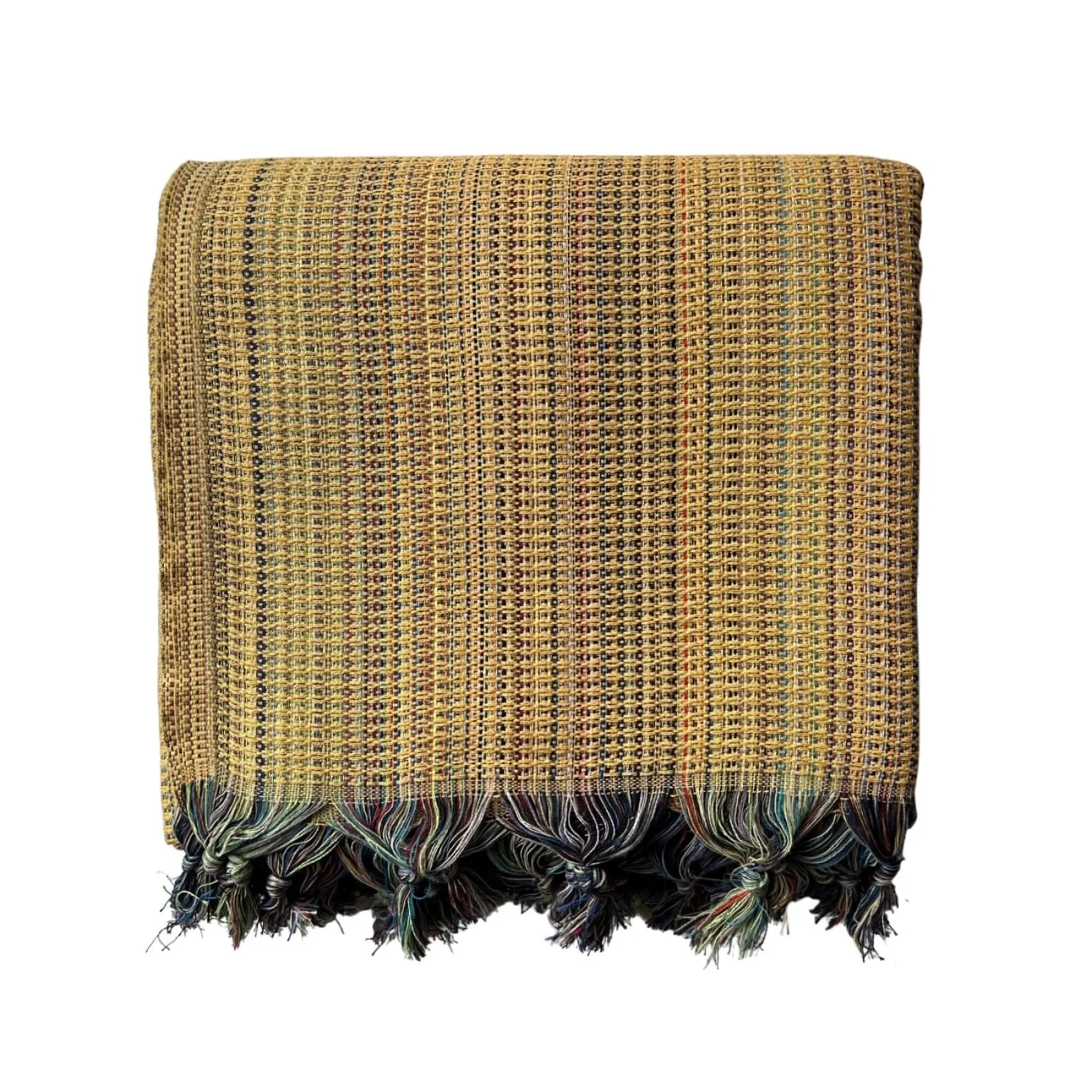 Lale - Hand Loomed Cotton Blanket - Mustard