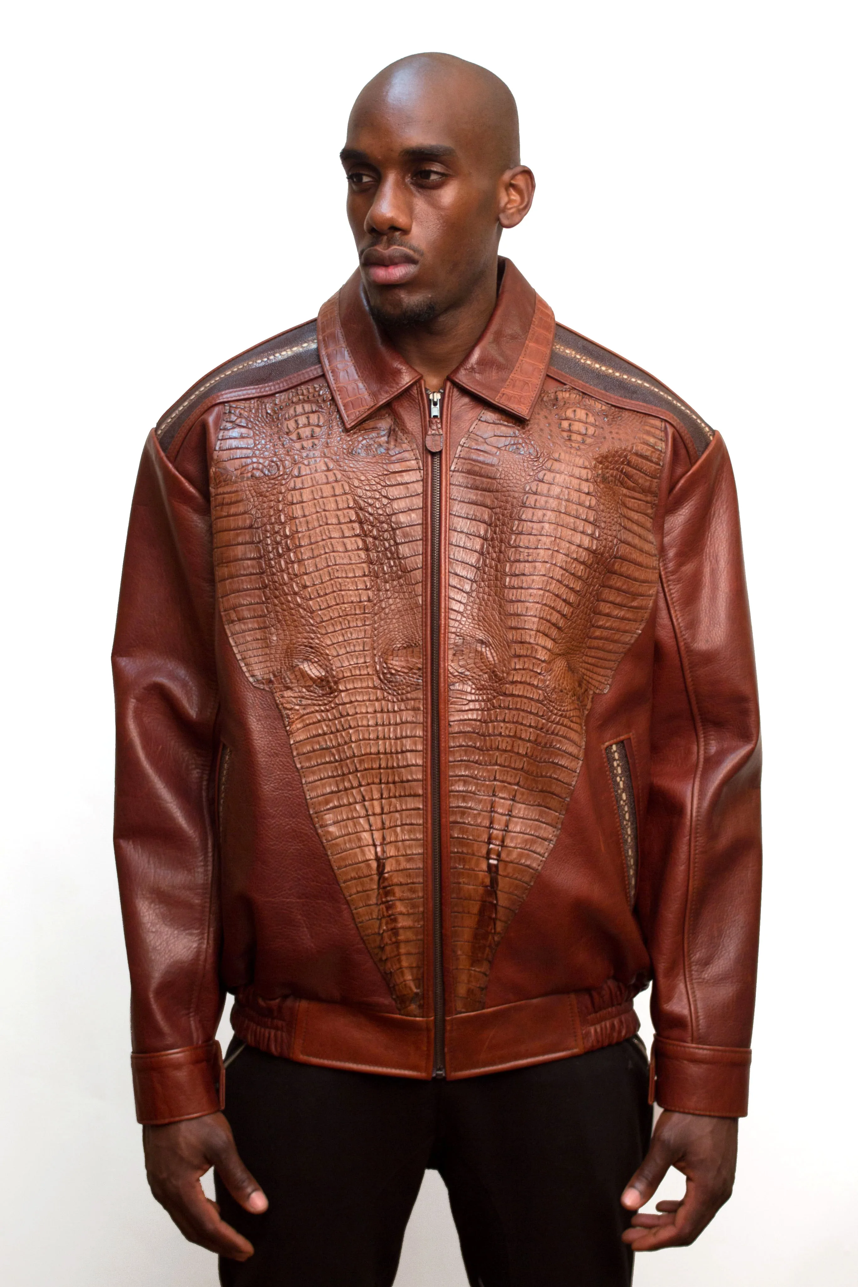 Lambskin Jacket with Alligator Front and Rowstone Stingray Trimmings #2088