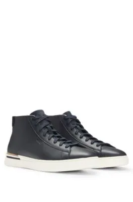 Leather high-top trainers with signature stripe