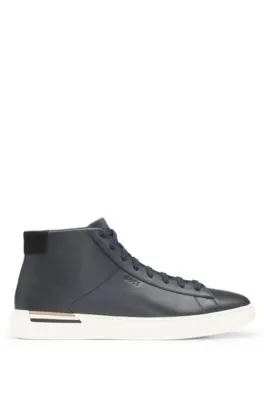 Leather high-top trainers with signature stripe