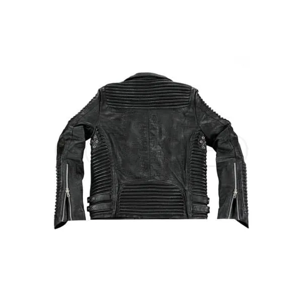 Leather Moto Jacket ( Black Reptile )