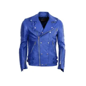 Leather Moto Jacket ( Royal )