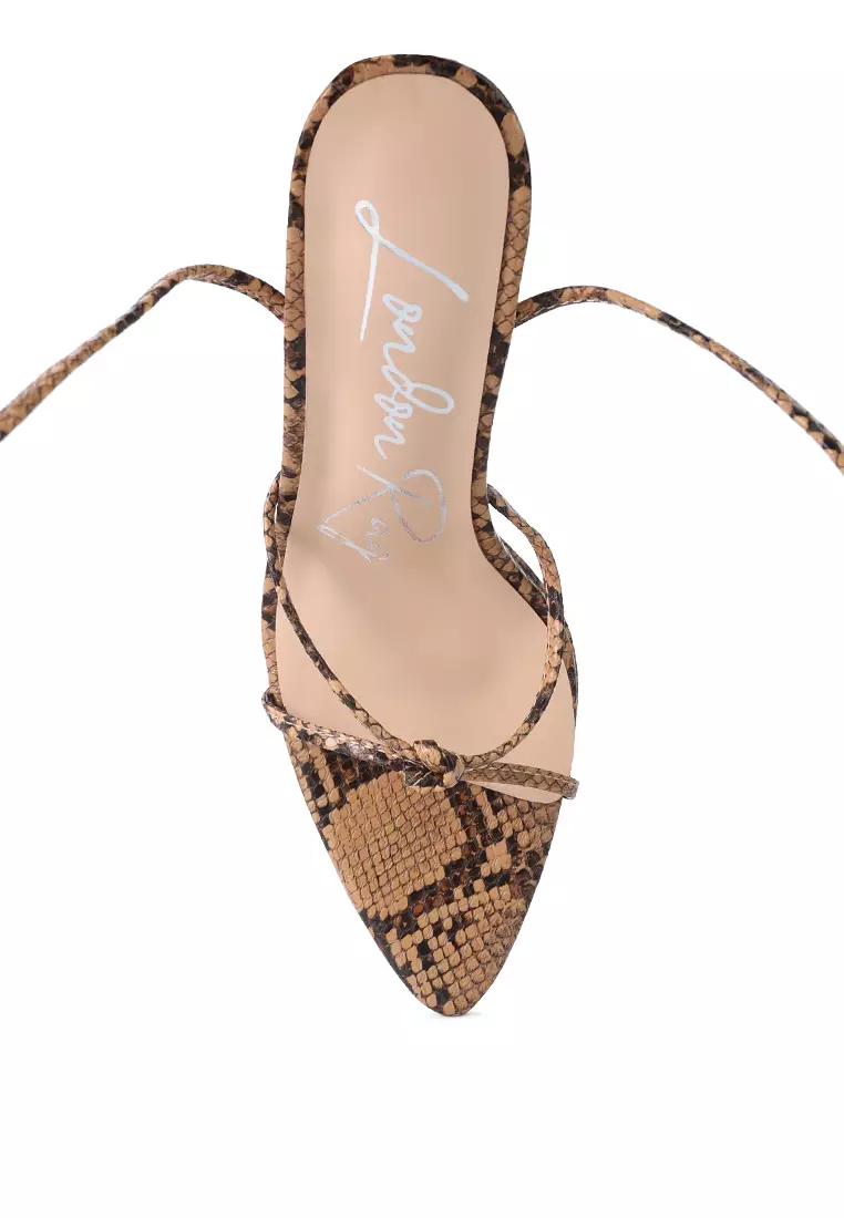 London Rag Tan High Heeled Lace Up Sandals