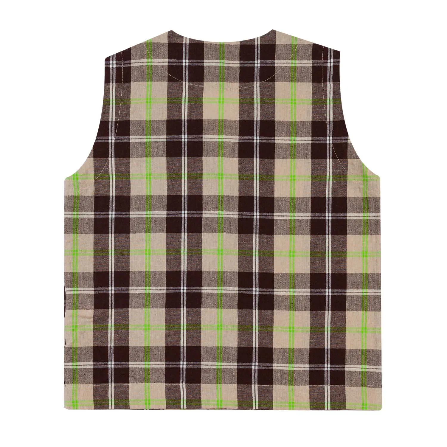 Madilly Louis Brown And Lime Checked Vest For Kids