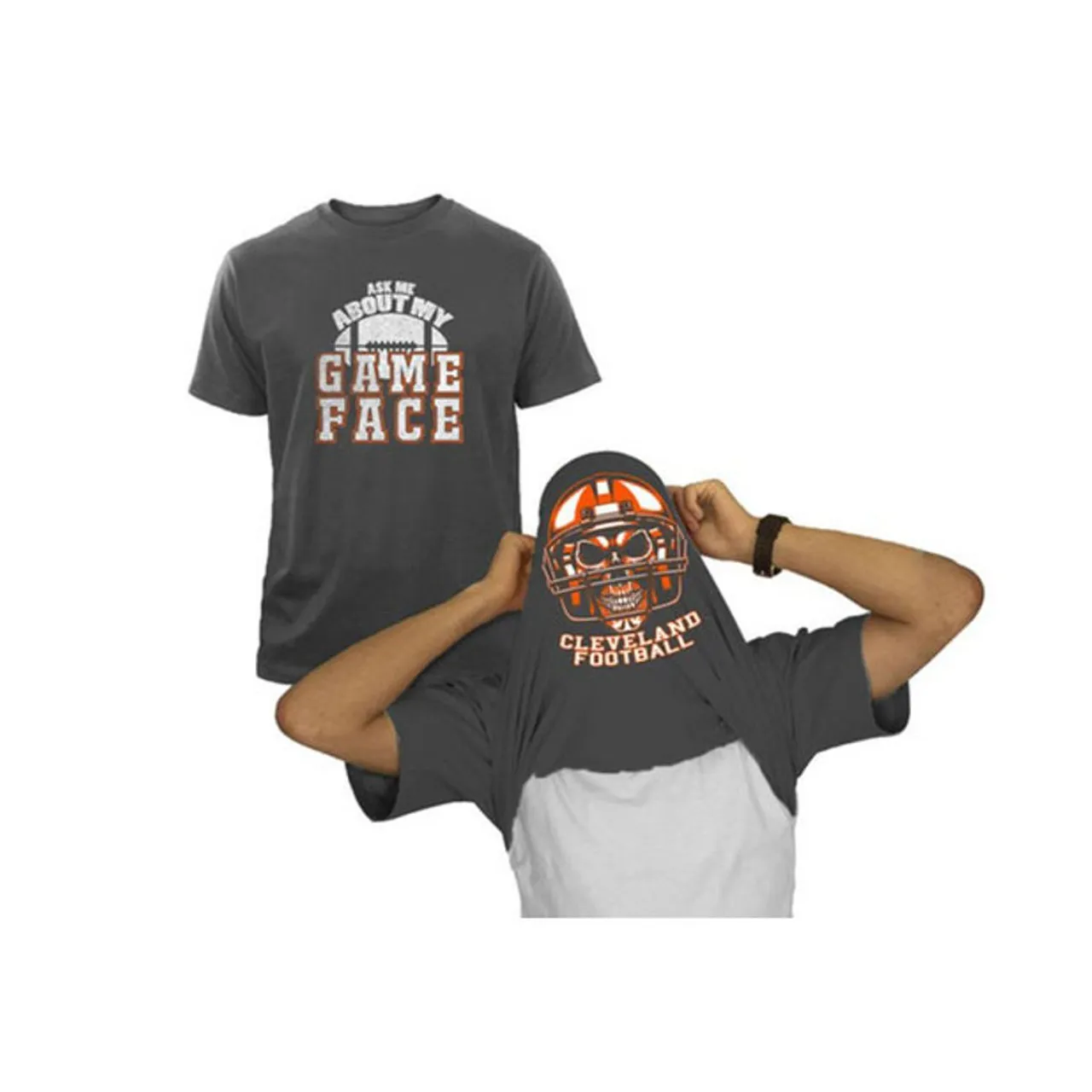 Men's Football Game Face Skull with Helmet Graphic Flip T-Shirt