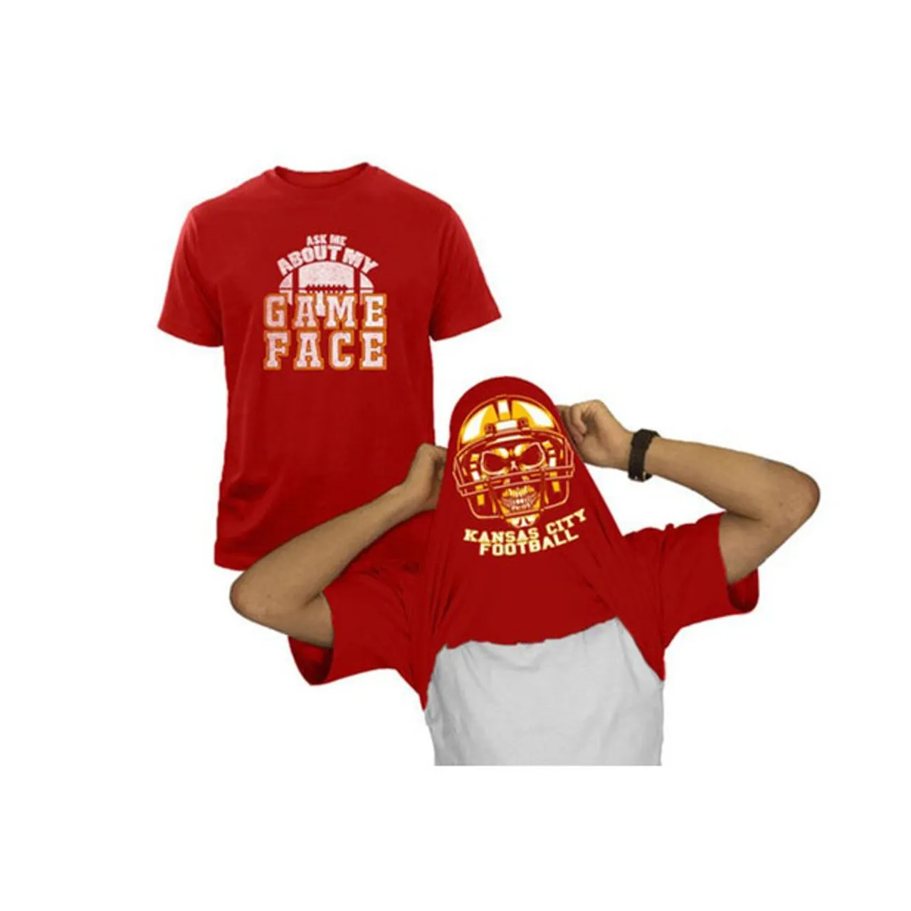 Men's Football Game Face Skull with Helmet Graphic Flip T-Shirt