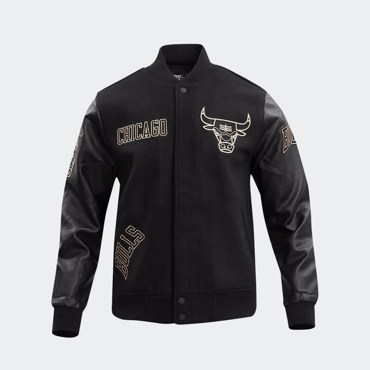 Men’s Pro Standard Chicago Bulls Varsity Jacket Black Gold Stitch