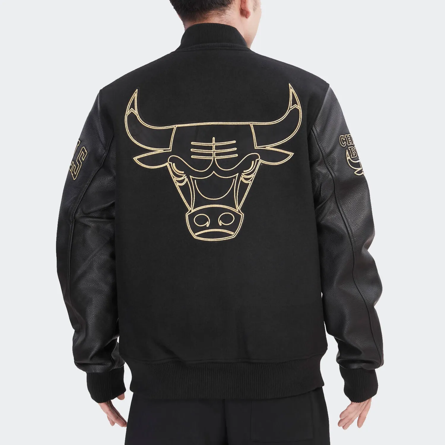 Men’s Pro Standard Chicago Bulls Varsity Jacket Black Gold Stitch