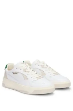 Mixed-leather trainers with layered upper