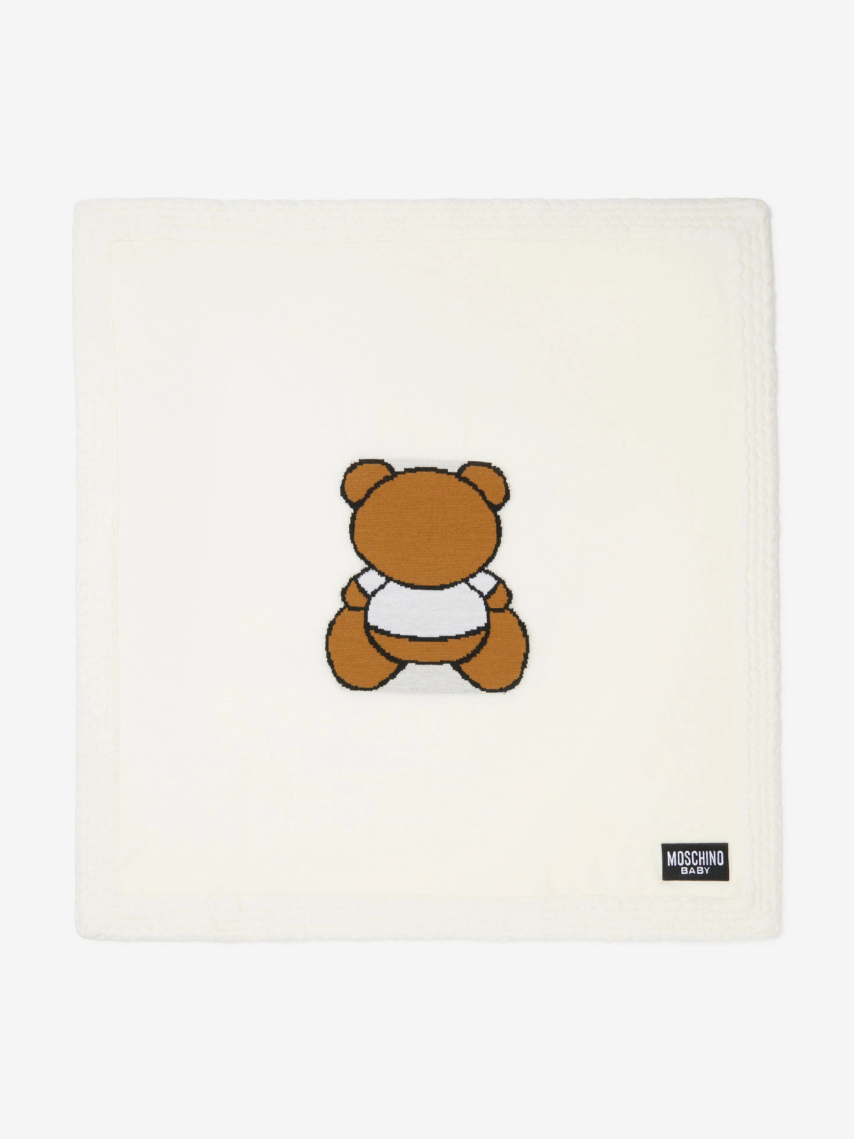 Moschino Baby Wool Knitted Teddy Bear Blanket (W:80cm)