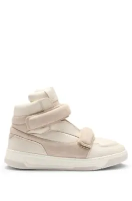 NAOMI x BOSS high-top trainers in leather and suede