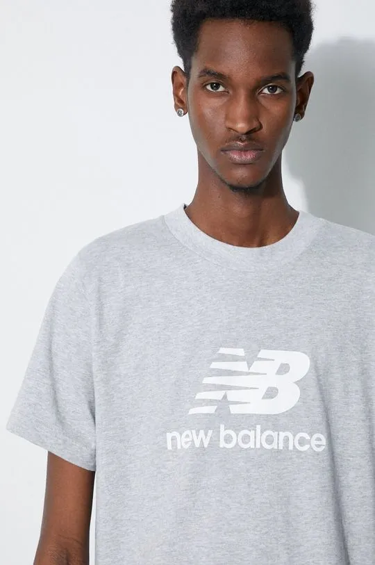 New Balance cotton t-shirt Essentials Cotton men’s gray color MT41502AG