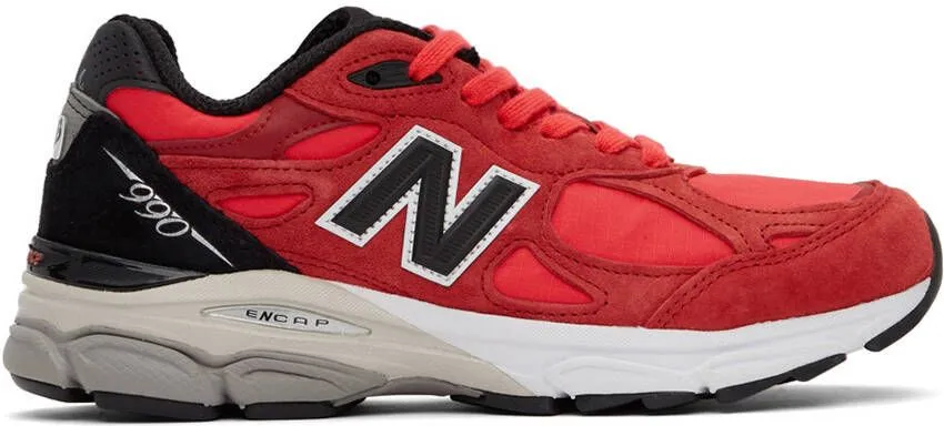 New Balance Red Made In US 990v3 Low Sneakers