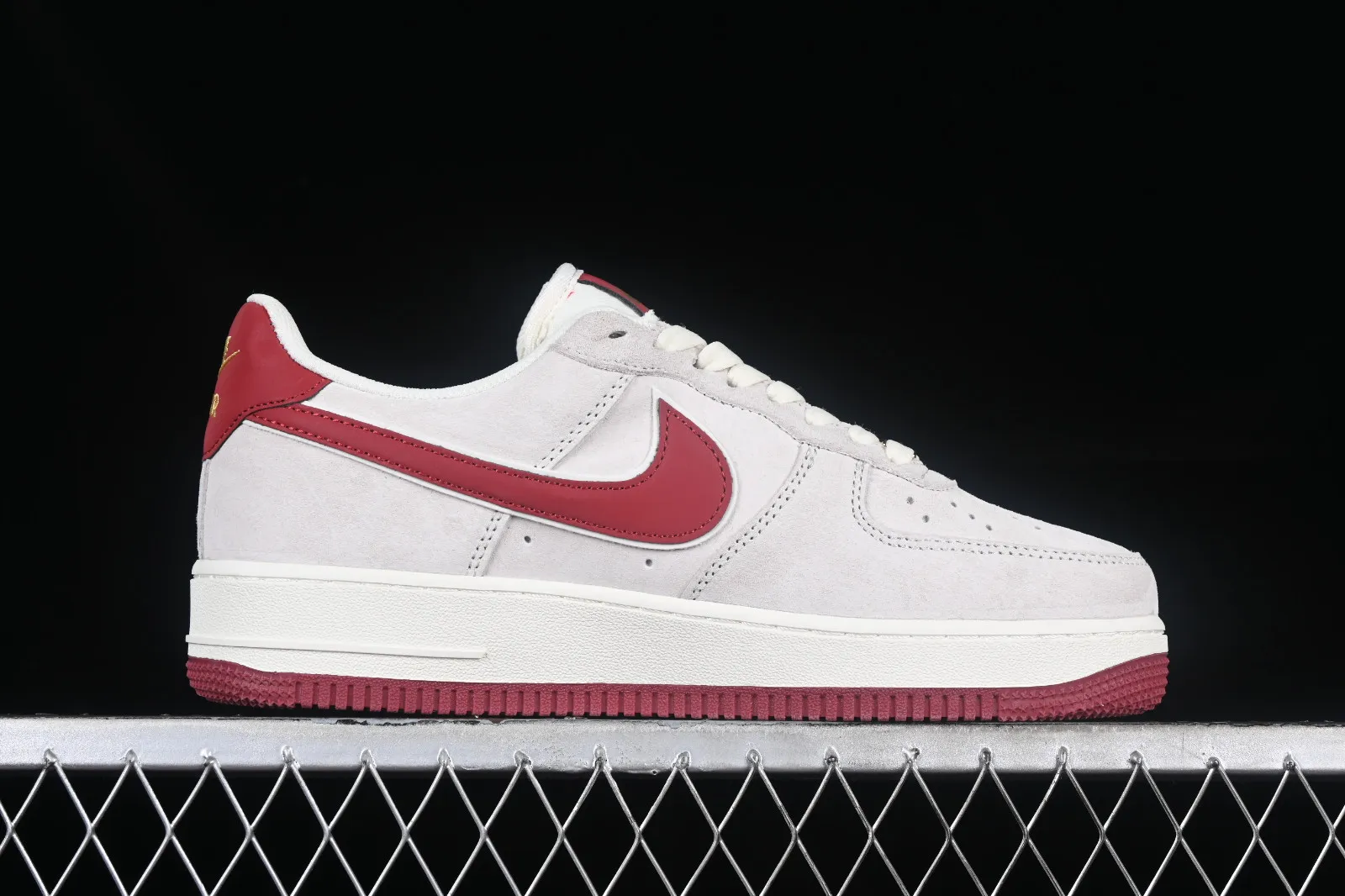 Nike Air Force 1 07 Low Suede Grey Red Gold KK5626-220