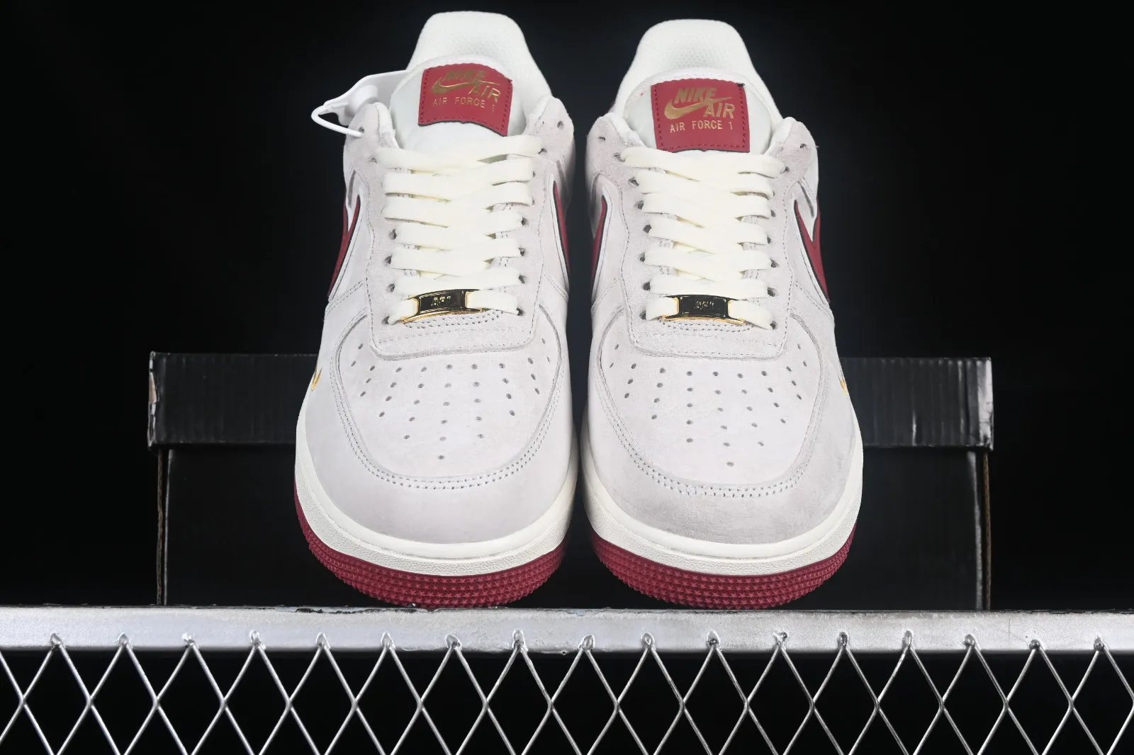 Nike Air Force 1 07 Low Suede Grey Red Gold KK5626-220