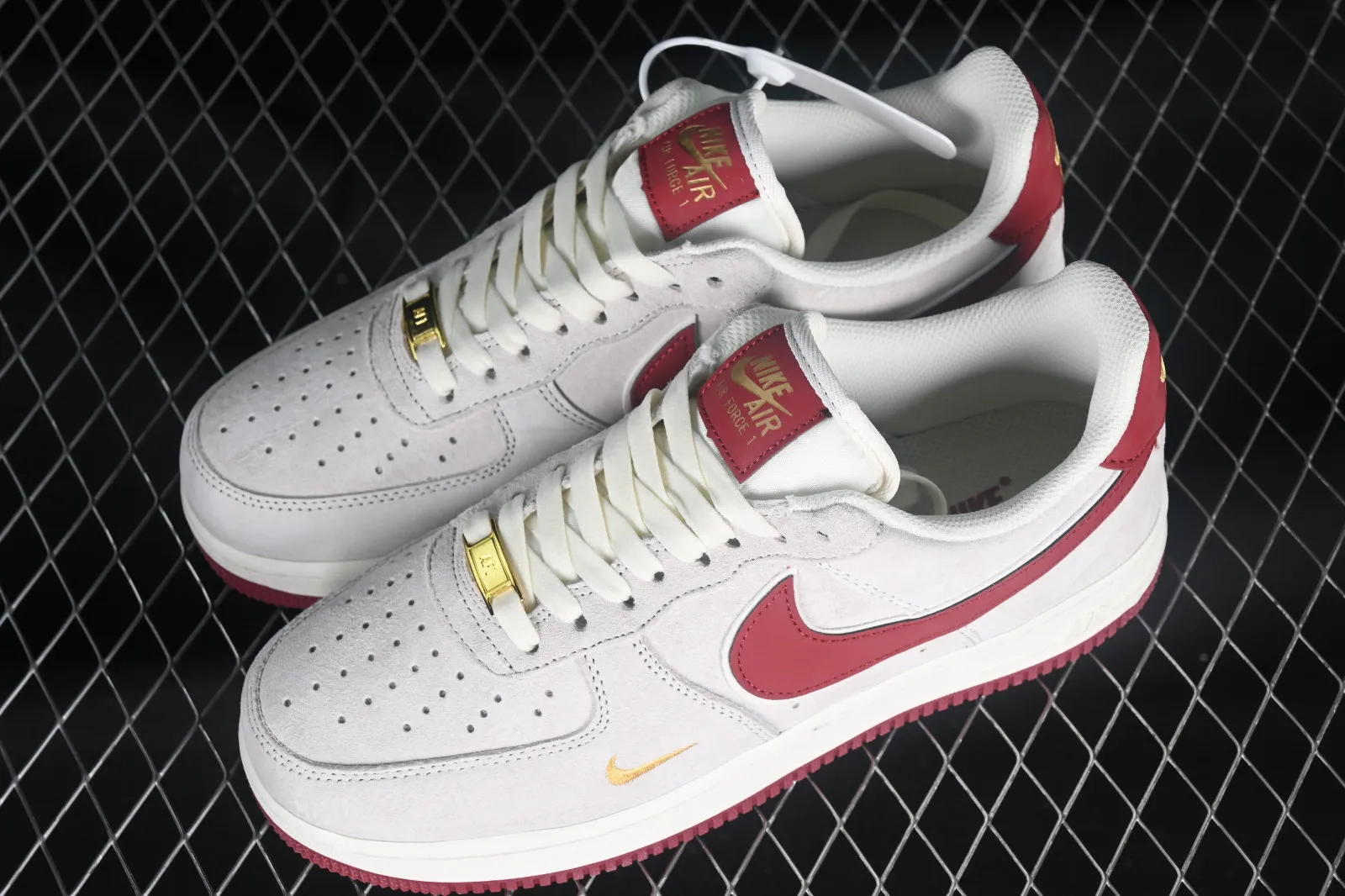 Nike Air Force 1 07 Low Suede Grey Red Gold KK5626-220