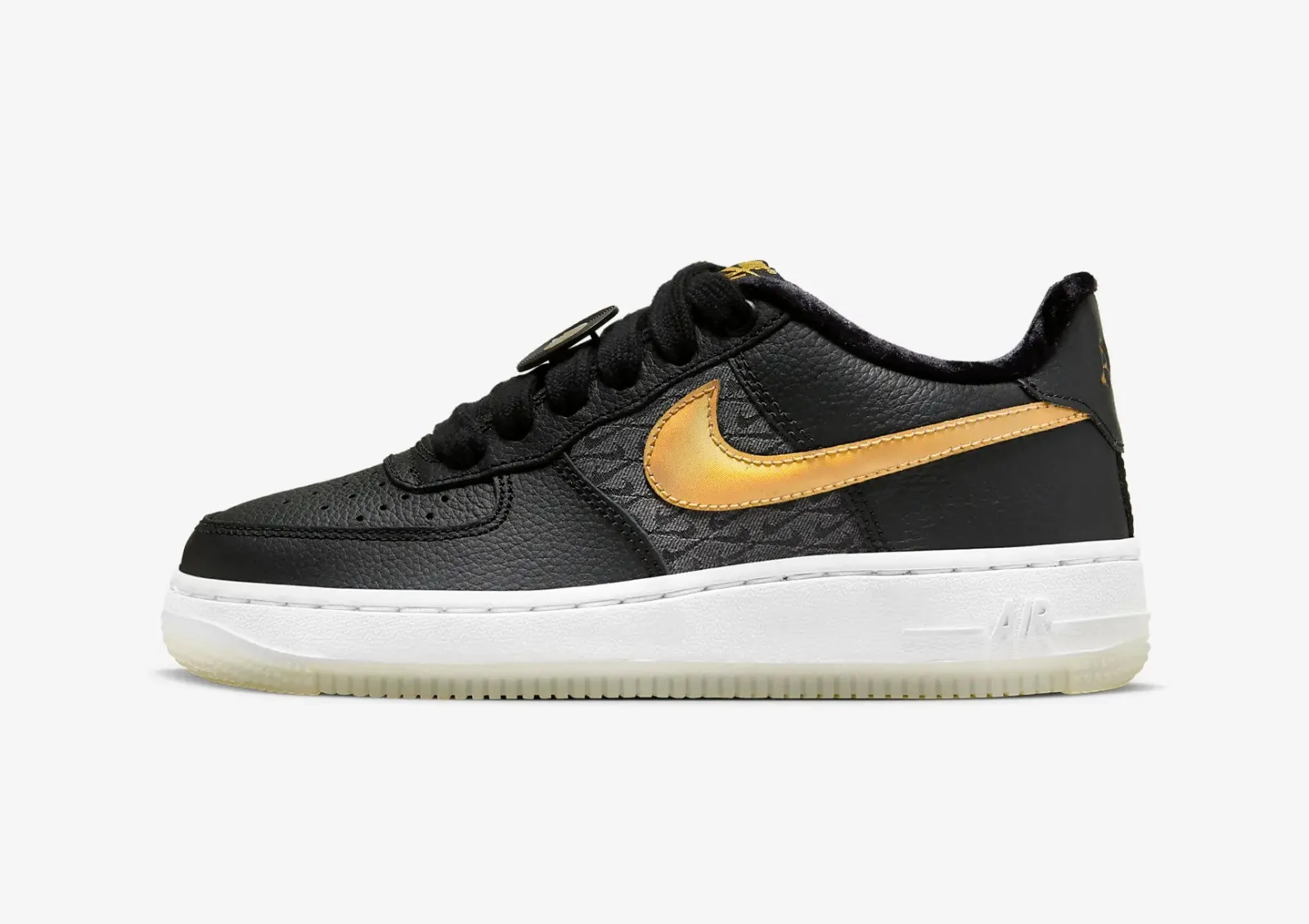 Nike Air Force 1 Low Premium Bronx Origins 50th Anniversary GS Black White Metallic Gold FN6977-010