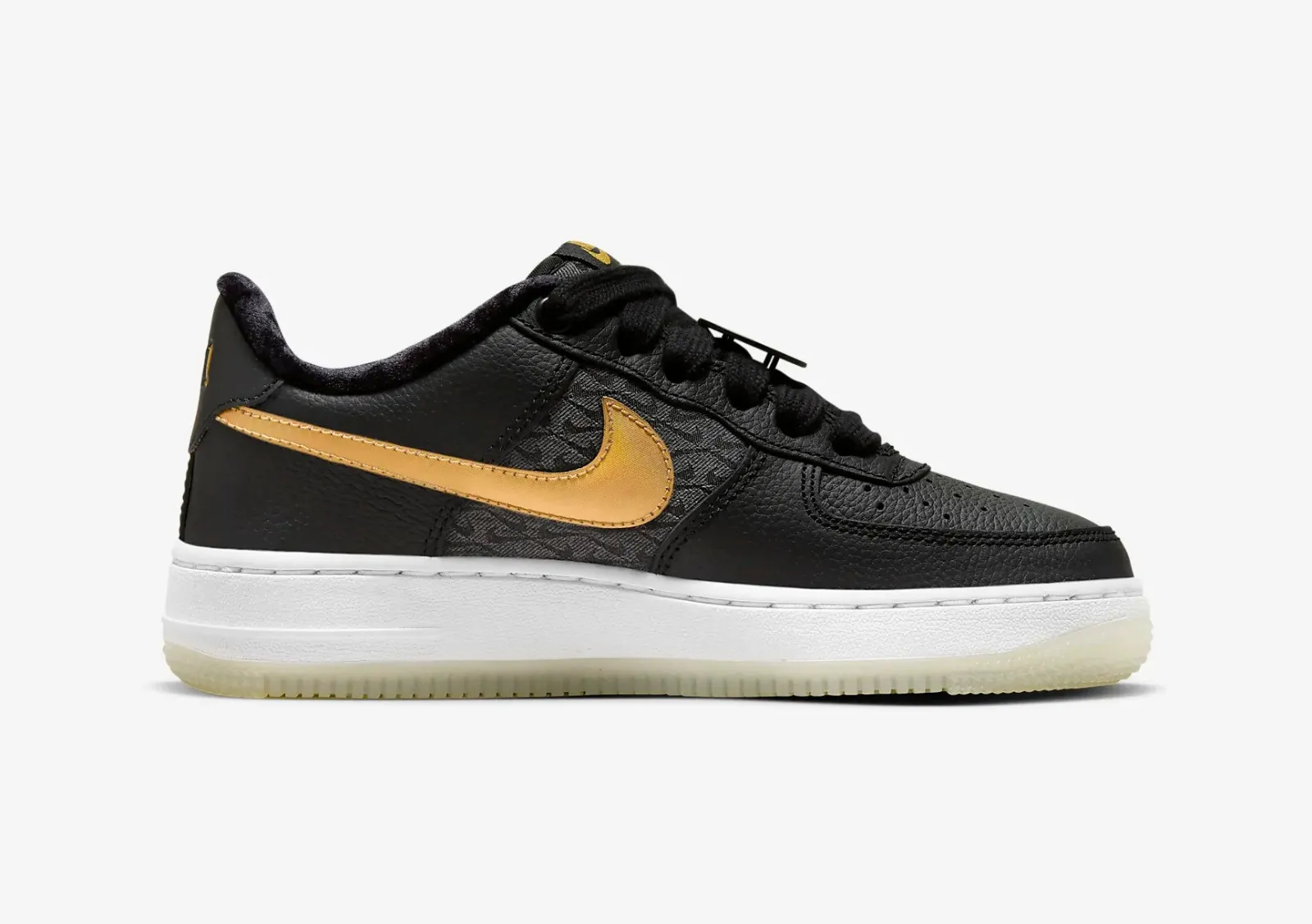 Nike Air Force 1 Low Premium Bronx Origins 50th Anniversary GS Black White Metallic Gold FN6977-010