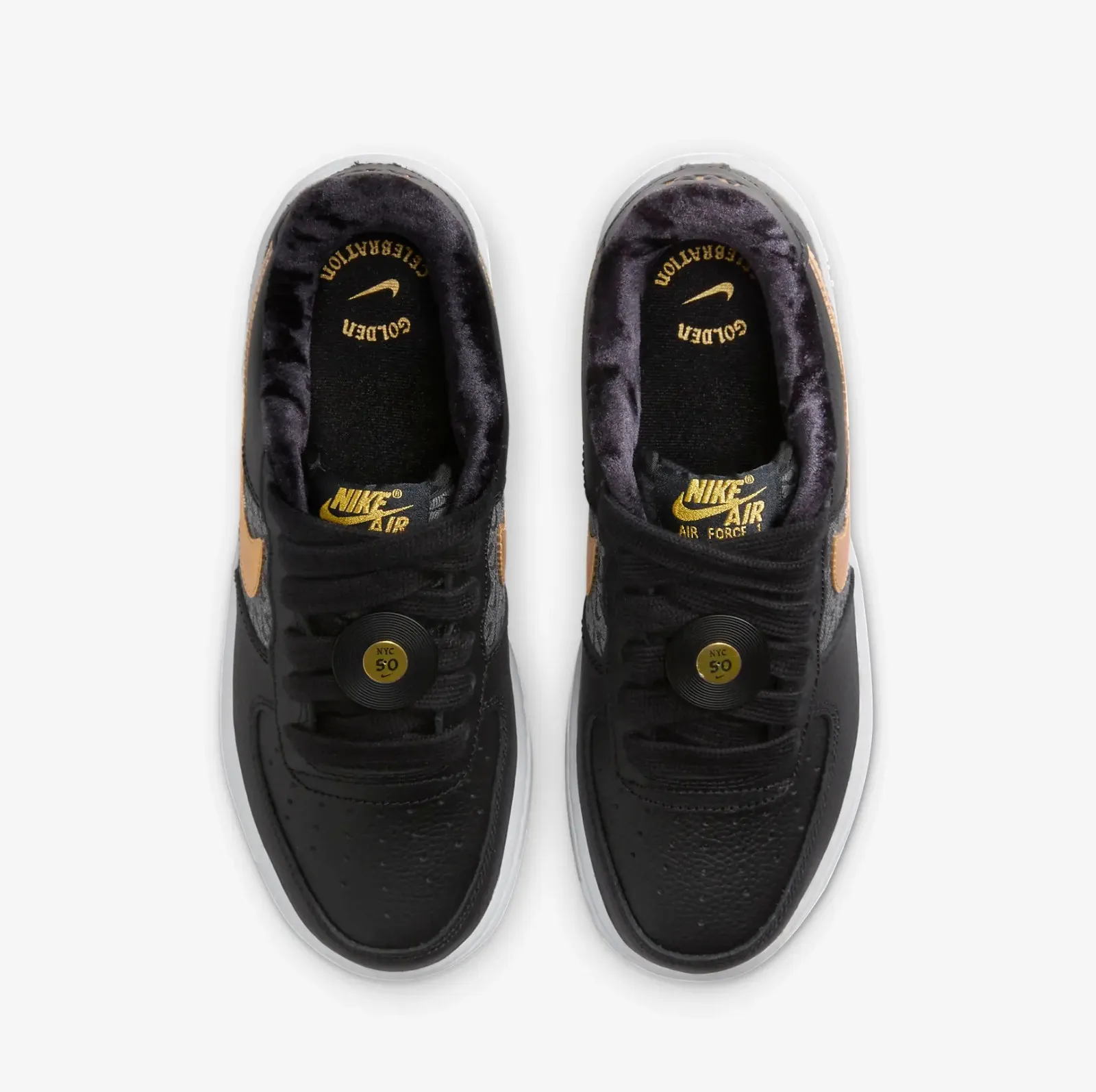 Nike Air Force 1 Low Premium Bronx Origins 50th Anniversary GS Black White Metallic Gold FN6977-010