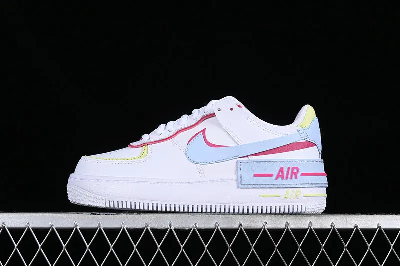 Nike Air Force 1 Shadow White Fireberry Light Lemon Twist Blue Tint FQ8885-100